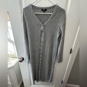 Frye Gray Long Sleeve Ribbed Dress
